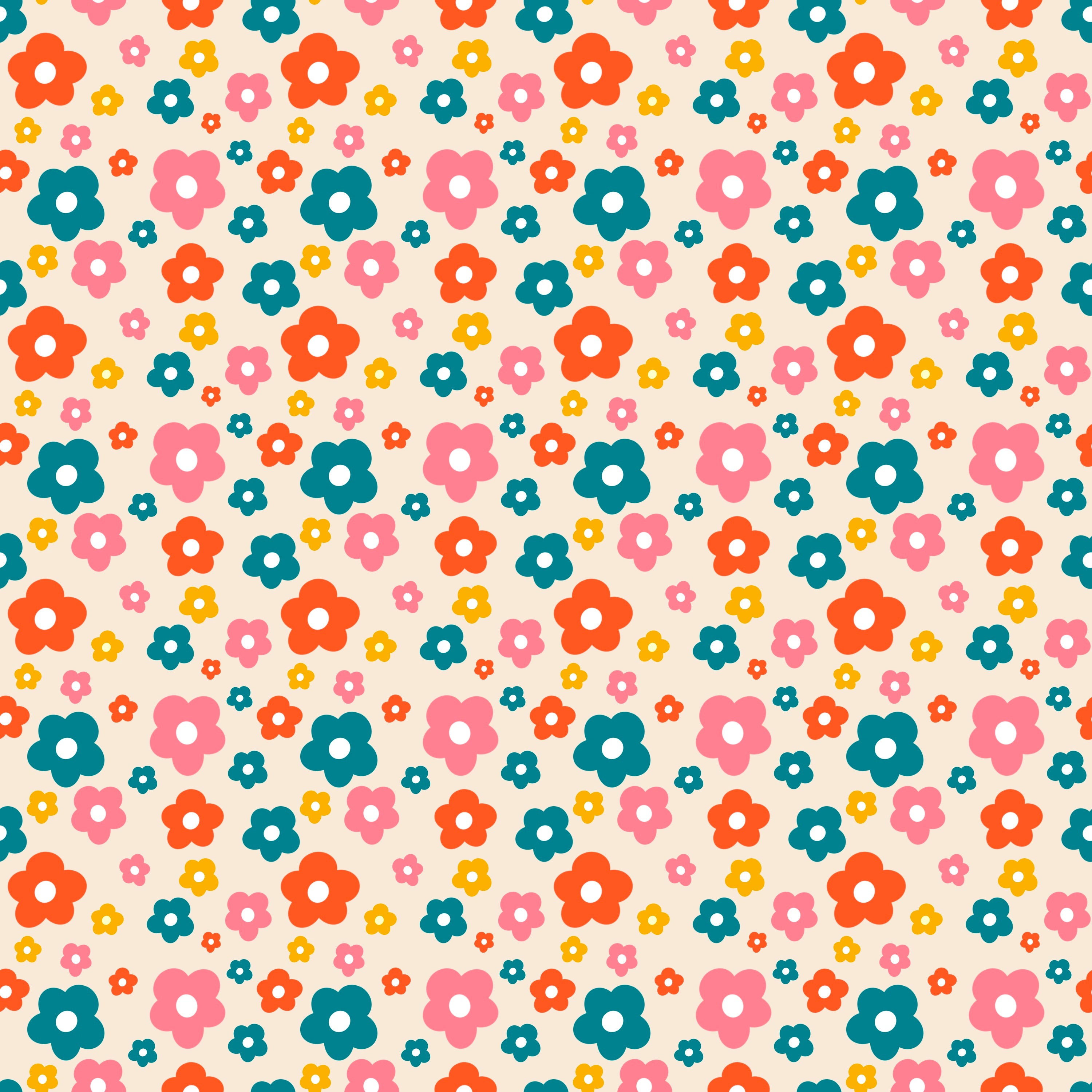 Retro Flowers Wallpaper